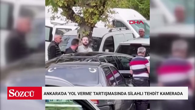Ankara'da 'yol verme' tartışmasında silahlı tehdit kamerada