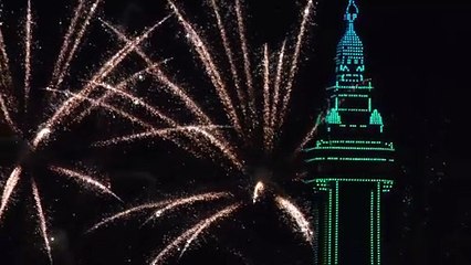 Spectacular fireworks display from India over Blackpool Tower