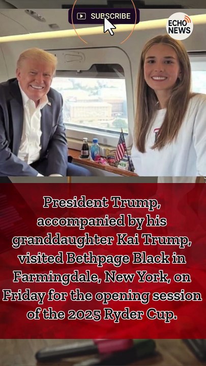 President Trump, accompanied by his granddaughter Kai Trump