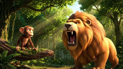 The Proud Lion & Clever Monkey  3D Cartoon Moral Story in Urdu Hindi  Jungle Tales Pixar Style