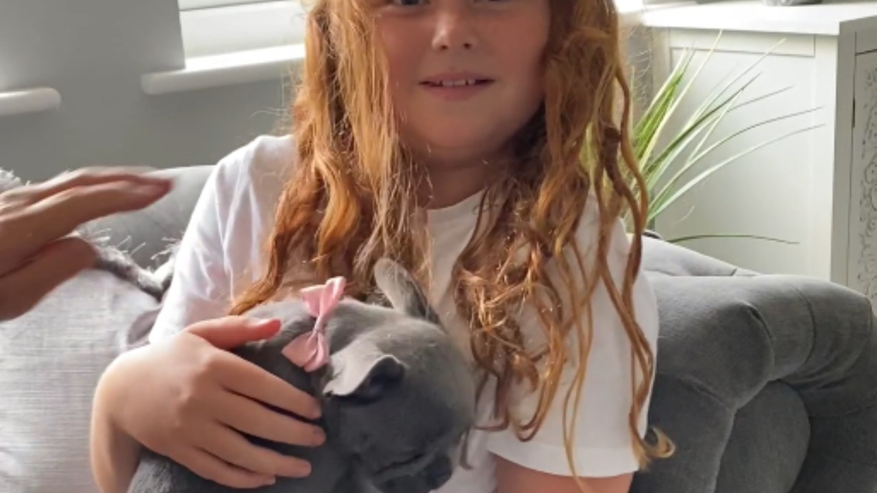 Little girl comes home from school and bursts into tears over puppy surprise