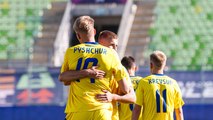Schöner Schlenzer und präziser Kopfball: Ukraine startet mit Sieg