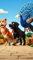 cat, dog & peacock flying in the air,a beautiful video