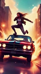 Woman enjoying hitchhiking