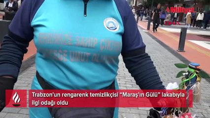 Trabzon’un rengarenk temizlikçisi! 'Maraş’ın Gülü' faraşını çiçeklerle donattı