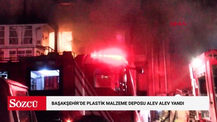 Başakşehir'de plastik malzeme deposu alev alev yandı
