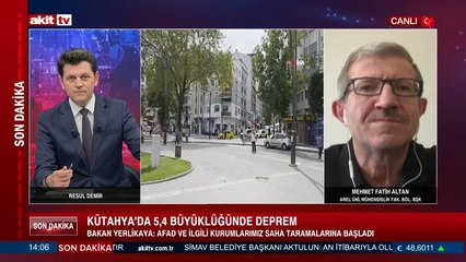 Arel Üni. Mühendislik Fak. Böl. Bşk. Mehmet Fatih Altan, Kütahya'da gerçekleşen deprem hakkında konuştu