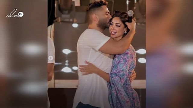 بسمة بوسيل تحتفل بعيد ميلاد تامر حسني بحفله الأخير