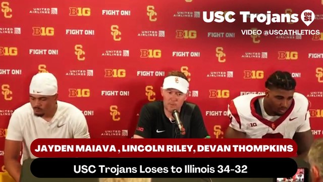 USC Trojans Coach Lincoln Riley, Quarterback Jayden Maiava, and Defensive Tackle Devan Thompkins discusses missed opportunities during their loss against Illinois