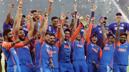 Watch: India celebrate Asia Cup win without trophy on stage in Dubai