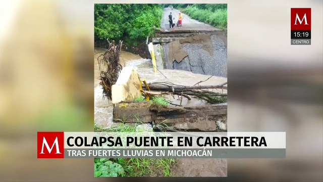 En Michoacán, las lluvias colapsan un puente en carretera federal Zitácuaro-Huetamo