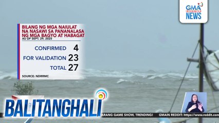 NDRRMC - 27 patay, 33 sugatan sa pananalasa ng Habagat at magkakasunod na bagyo | Balitanghali