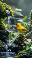 Beautiful 4K Nature Relaxation | Waterfall & Bird Sounds for Meditation