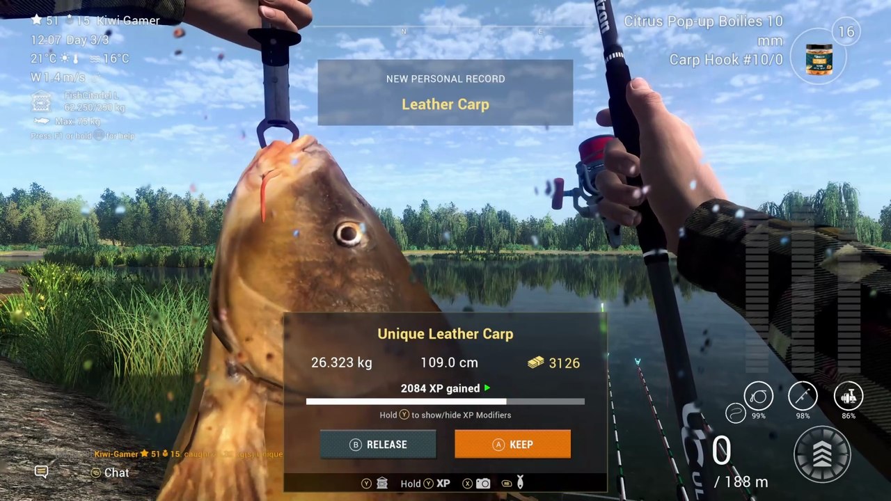 Fishing Planet Willow Lake Cave Lake Unique Common Carp, Leather Carp, Mirror Carp (PC)
