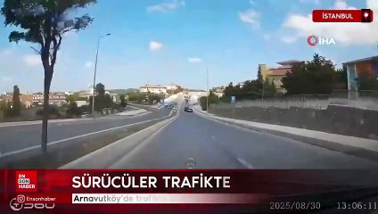 Arnavutköy’de trafikte taşlı saldırı