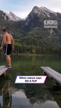 Epic Backflip Precision Stunt at a Stunning Mountain Lake Spot|| Heartsome 💖