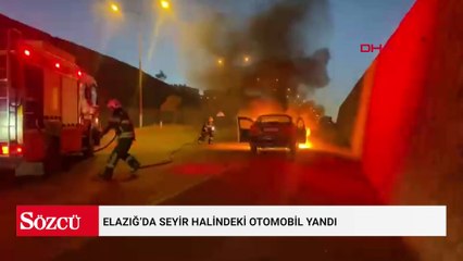 Elazığ’da seyir halindeki otomobil yandı