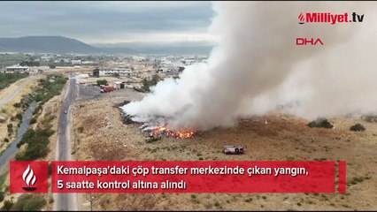 İzmir'de çöp transfer merkezinde yangın! 5 saatte kontrol altına alındı