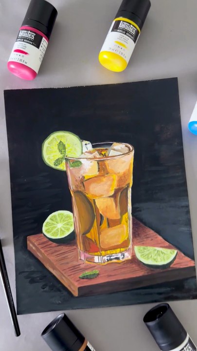 Peinture un verre à l'acrylique #painting #art #dessin
