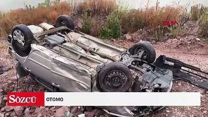 Otomobil şarampole devrildi; sürücü ağır yaralandı