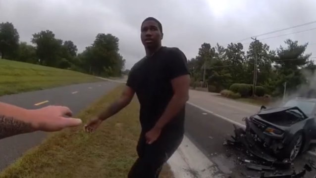 Moment driver deliberately crashes into police car conducting traffic stop ‘because he hates cops’