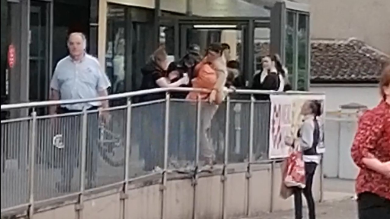 Two boys lock into an inbetweener style fight in Arklow with intensity