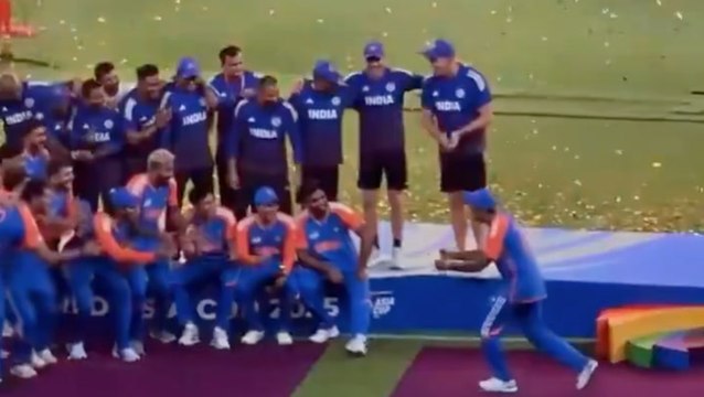 India celebrate with imaginary trophy after acrimonious Asia Cup win over Pakistan