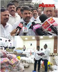 छत्रपती शिवाजी महाराजांच्या पुतळ्याला अभिवादन करुन पूरग्रस्त भागात काँग्रेसने पाठवली मदत