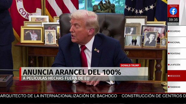 Trump impondrá arancel del 100% a películas hechas fuera de EU