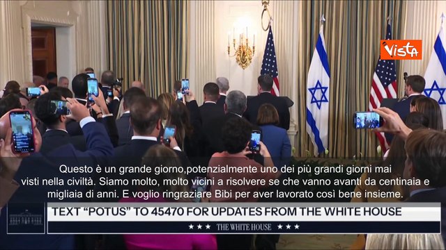 Trump con Netanyahu alla Casa Bianca: Molto vicini a un accordo per la pace in Medio Oriente
