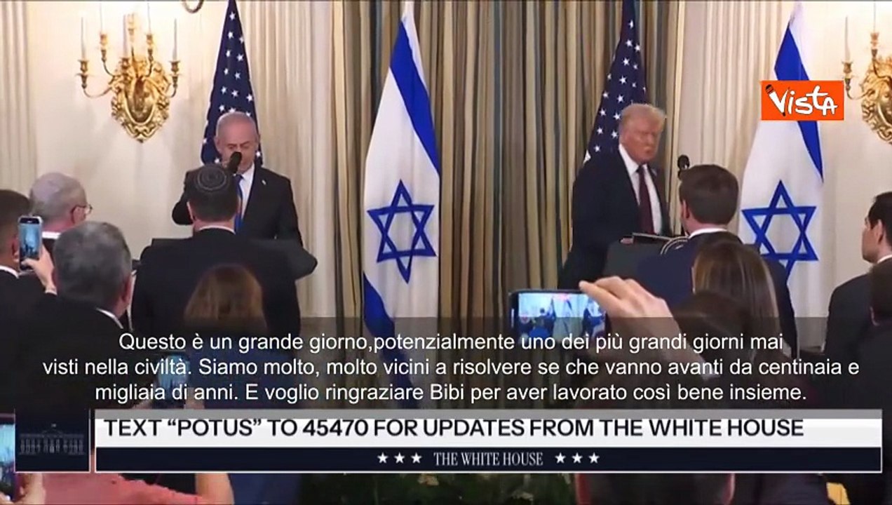 Trump con Netanyahu alla Casa Bianca: Accordo si chiama "Pace per il Medio Oriente"