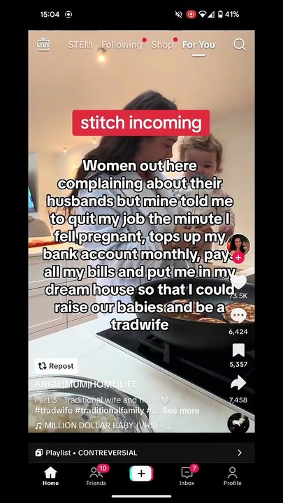 Does the #tradwife life encourage the belief that men solely have value as financial providers- 💭