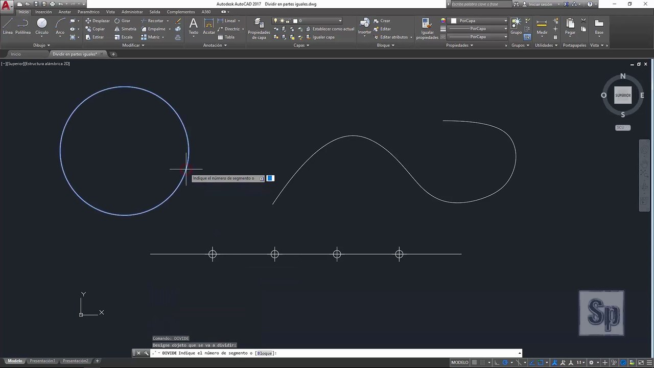 Autocad - Dividir línea en partes iguales. Dividir en segmentos iguales. Tutorial en español HD