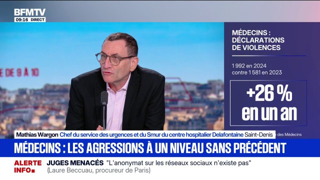 Agressions de médecins: Ce qui est nouveau, ce sont nos confrères qui se font agresser en ville , explique Mathias Wargon, chef du service des urgences du centre hospitalier Delafontaine de Saint-Denis