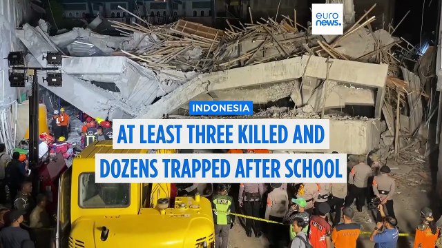 School building collapses in Indonesia, killing at least three and leaving dozens missing