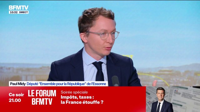 Baisse d'impôts: Agir sur les salaires net, que les Français voient un impact rapidement, c'est une très bonne idée , estime Paul Midy (Ensemble)