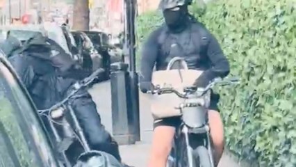 Footage captures thieves on bikes testing their luck with vehicles parked along London footpath