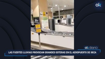 Las fuertes lluvias provocan grandes goteras en el aeropuerto de Ibiza