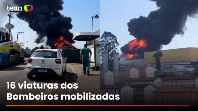 Incêndio atinge indústria em São Bernardo do Campo e cria 'cortina de fumaça' no céu
