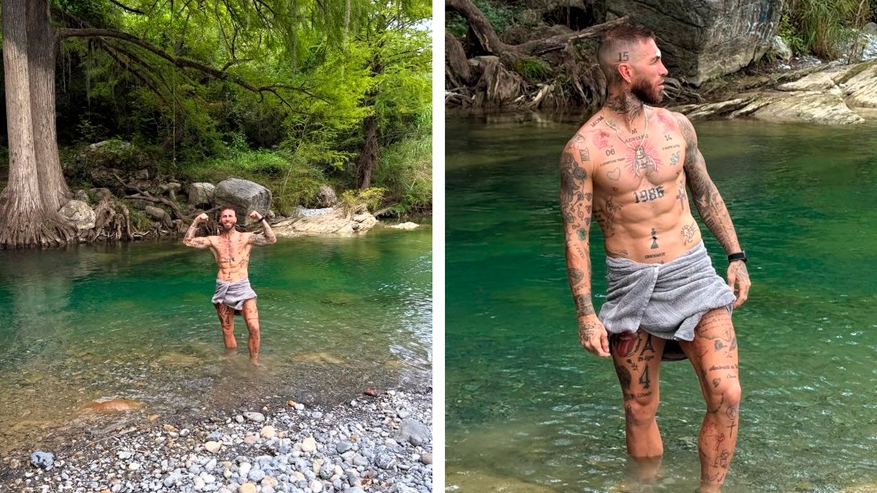 Sergio Ramos se adentra en los bosques de Monterrey y se baña en el río Ramos