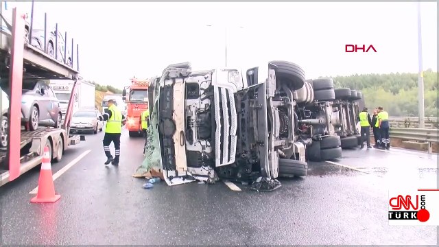 Beykoz Kuzey Marmara Otoyolu'nda TIR devrildi