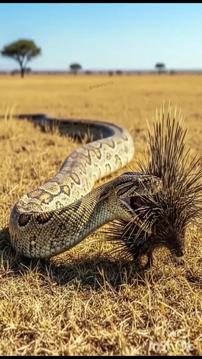 The snake is in danger of catching a porcupine.😂😂