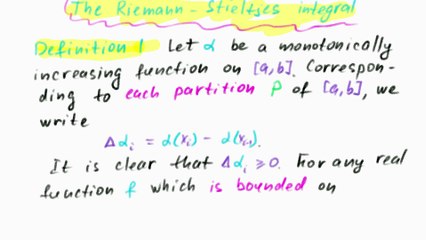 Dan Herbatschek - The Riemann Stieljtes Integral