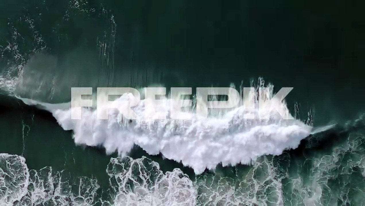 White Waves In The Deep Blue Ocean In Nazare, Portugal