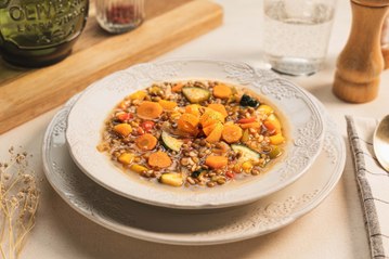 Lentejas con arroz y verduras