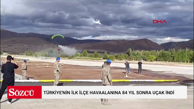 Türkiye'nin ilk ilçe havaalanına 84 yıl sonra uçak indi