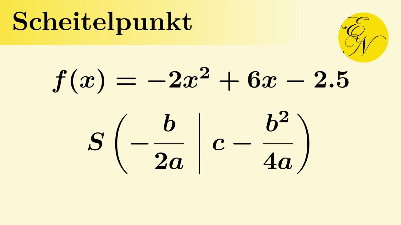 Scheitelpunkt einer quadratischen Funktion mit Scheitelpunktformel bestimmen