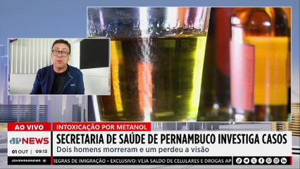 Intoxicação por metanol: Pernambuco registra três casos suspeitos