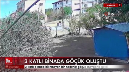 Ankara'da 3 katlı binadaki göçük oluştu