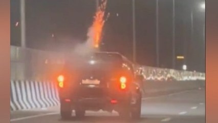Video: Fireworks set off from moving car in Gurugram